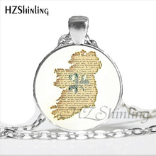 2017 Vintage Ireland Stamp Pendant Cross Necklace Women Jewelry Ireland Memento Birthday Christmas Gift Glass Dome Necklace HZ1