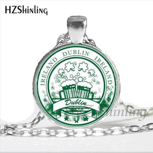 2017 Vintage Ireland Stamp Pendant Cross Necklace Women Jewelry Ireland Memento Birthday Christmas Gift Glass Dome Necklace HZ1